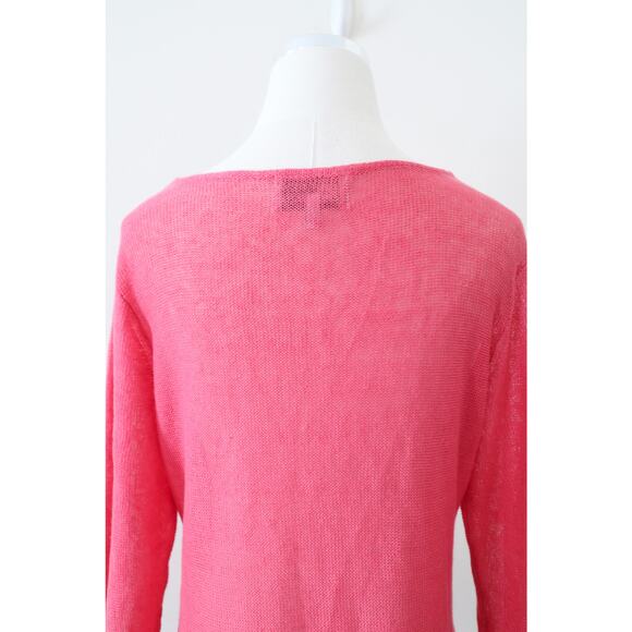 Habitat Size S 100% Linen Draped Neck Knit Blouse 3/4 Sleeve Pink - Picture 8 of 10